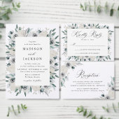 ホワイトアネモネスとバラ結婚ズ テーブルナンバー (この独立クリエイターのコレクションをカスタマイズ。)