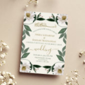 白エレガントフローラムスリム結婚ズ 招待状