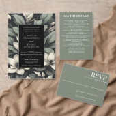 White Flowers and Greenery Details Wedding 招待状 (この独立クリエイターのコレクションをカスタマイズ。)