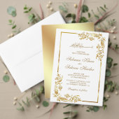 白と金ゴールドのフローラ縁どイスラム 出欠カード (この独立クリエイターのコレクションをカスタマイズ。テスト)