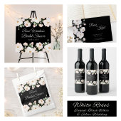 ホワイトローズシルバーリングや輪ブラックブライダルシャワー 招待状