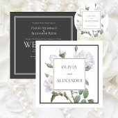 ホワイトローズエレガントなウェディングリハーサルディナー 招待状