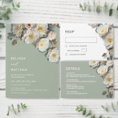 White Textured Roses | Wedding ラベル (この独立クリエイターのコレクションをカスタマイズ。)