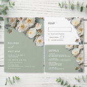 White Textured Roses | Wedding ラベル (この独立クリエイターのコレクションをカスタマイズ。)