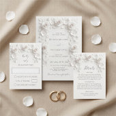 白い3Dローズの結婚誓約カード カード