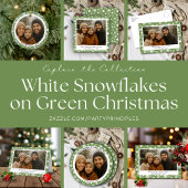 Cozy Green Snowflakes Christmas Photo シーズンカード