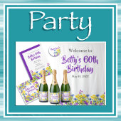 紫黄モダン野花ハッピーバースデー カード