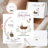 Wild Flowers and Balloon Baby Shower ラウンドシール