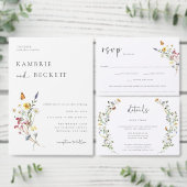 野生の牧草地フローラ結婚ズ 招待状 (この独立クリエイターのコレクションをカスタマイズ。)