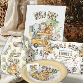 ワイルドワンジャングルの最初の誕生日パーティーの招待状 招待状