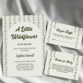 Green Little Wildflower Baby Shower Invitation 招待状