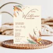 パンパスグラス小さなワイルドフラワーベビーガールシャワー 招待状