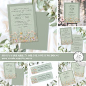 セージグリーンの野生の花の花束　ウェディングの詳細 エンクロージャーカード