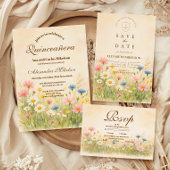 Wildflower Meadow Gold Quinceañera 出欠カード