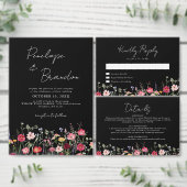 ワイルドフラワー素朴カントリーフローラ庭園の結婚式 招待状 (この独立クリエイターのコレクションをカスタマイズ。)