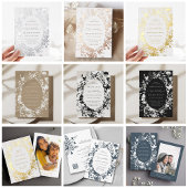 オールインワンワイルドフラワーフレームネイビー&ホワイト結婚ズ 招待状