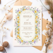 カラフル春フローラワイルドフラワー庭園の結婚式 出欠カード