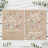 ワイルドフラワーリースオンクラフトカントリー日付を保存 マグネット (この独立クリエイターのコレクションをカスタマイズ。)