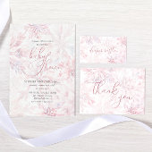 冬の赤ちゃんシャワー女の子ピンクのスノーフレーク 招待状