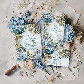 Winter Blue Floral Quinceañera 招待状