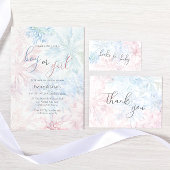 He or She Winter Pink Blue Snowflake ペーパープレート