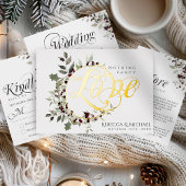 Elegant Winter Holly Calligraphy Script Wedding 出欠カード