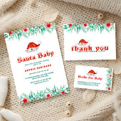 Winter Greenery Baby Shower Budget Thank You ノートカード