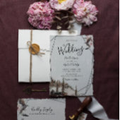 森林およびワタリガラスの花のリースの結婚式は感謝していしています サンキューカード