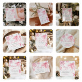 Pink Winter Bow Baby Shower Diaper Raffle エンクロージャーカード