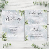 緑葉の写真冬の結婚式 セーブザデート (この独立クリエイターのコレクションをカスタマイズ。)