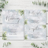 緑素朴のモノグラム冬の結婚披露宴 メニュー (この独立クリエイターのコレクションをカスタマイズ。)