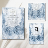 冬の雪の木の森の結婚式の御礼カード 案内状