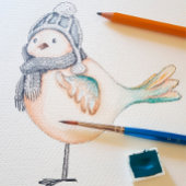 緑のかわいいスズメの水彩手色彩の鮮やか ラッピングペーパー