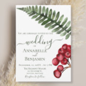 ミニマリスト緑とベリーフローラシダ結婚ズ 招待状