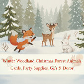 Winter Woodland Forest Animals Small Christmas ショートテーブルランナー