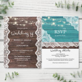 ブルーウッドレース&ストリングライト差出人住所 ラベル (この独立クリエイターのコレクションをカスタマイズ。)