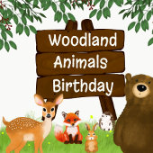 The Woodland Calling All Forest Animals Birthday  招待状