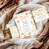 Woodland Animals Wild One Birthday サンキューカード