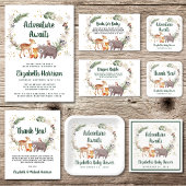 冬の森の動物カップル赤ちゃんシャワー 招待状