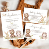 ウッドランド赤ちゃんシャワー緑の森林動物 ラウンドシール