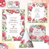 ウッドランドフォレストの水の色キノコ誕生日パーティー 招待状