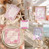Pink Coastal Baby Shower  サンキューカード