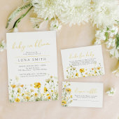 イエローベビーイン開花ワイルドフラワーおむつラッフル エンクロージャーカード