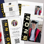 Yellow Black Grad Photo Gold Foil Announcement 箔招待状