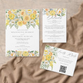 Elegant Yellow Peach & Sage Green Floral Wedding 招待状 (この独立クリエイターのコレクションをカスタマイズ。)