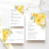 Personalized Yellow Floral Rose Wedding Napkins スタンダードカクテルナプキン