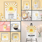 黄ストライプ色の来ここ赤ちゃんシャワー エンクロージャーカード