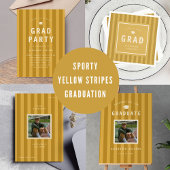 Modern Yellow Sporty Stripes Graduation Party 招待状