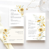 Yellow Wildflower Sunflower Wedding Details, Info エンクロージャーカード