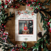 新婚クリスマスフォトウォーターカラーホリー石板 セラミックオーナメント